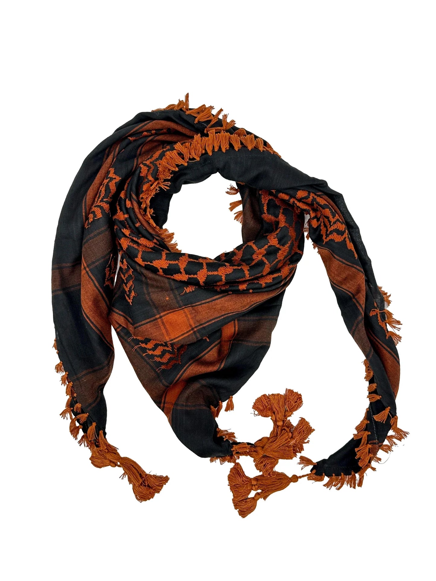 Apricote and Black Palestinian Kuffiyeh by YAFA ARTS