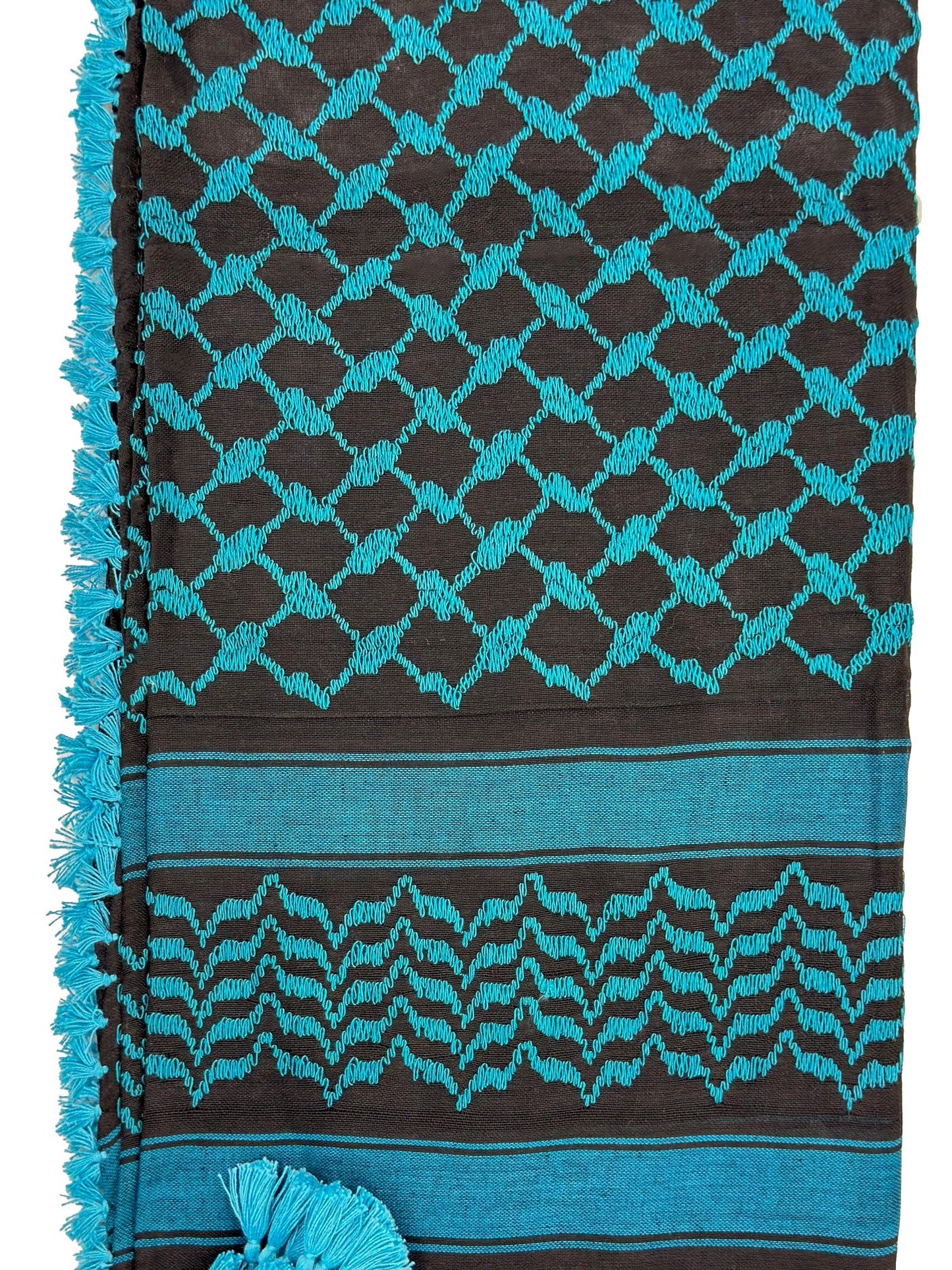 Authentic Cyan and Black Palestinian Kuffiyeh