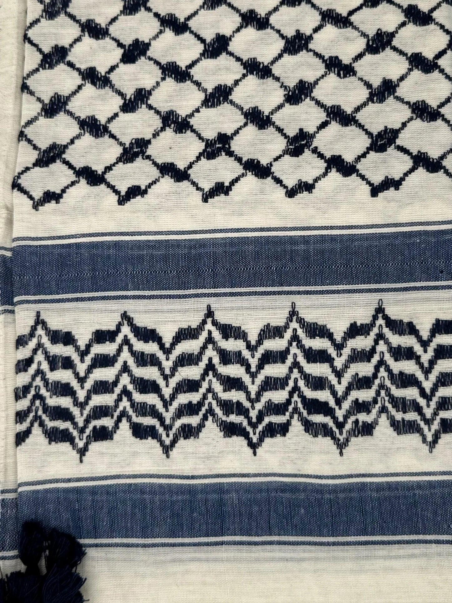 White X Navy Blue Palestinian Kuffiyeh
