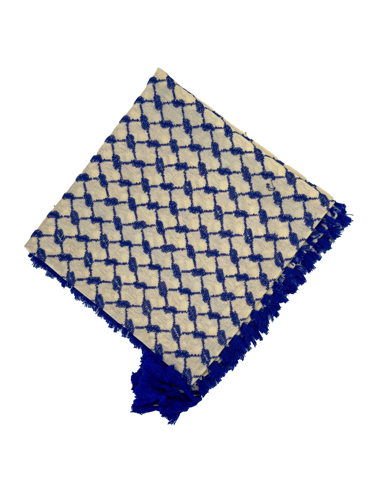 Kuffiyeh de lino blanco y azul: kuffiyah palestina hecha a mano