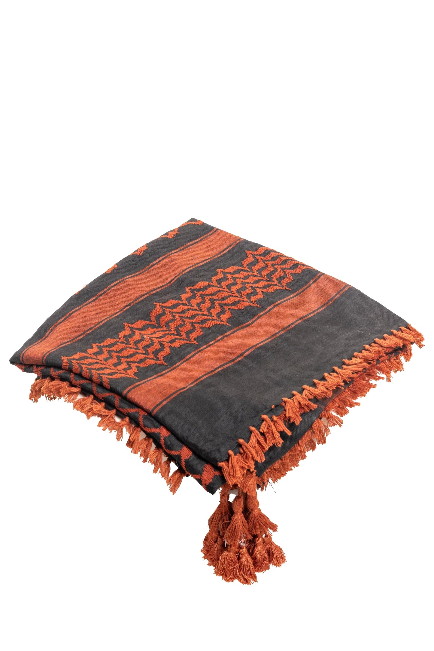 Apricote and Black Palestinian Kuffiyeh by YAFA ARTS