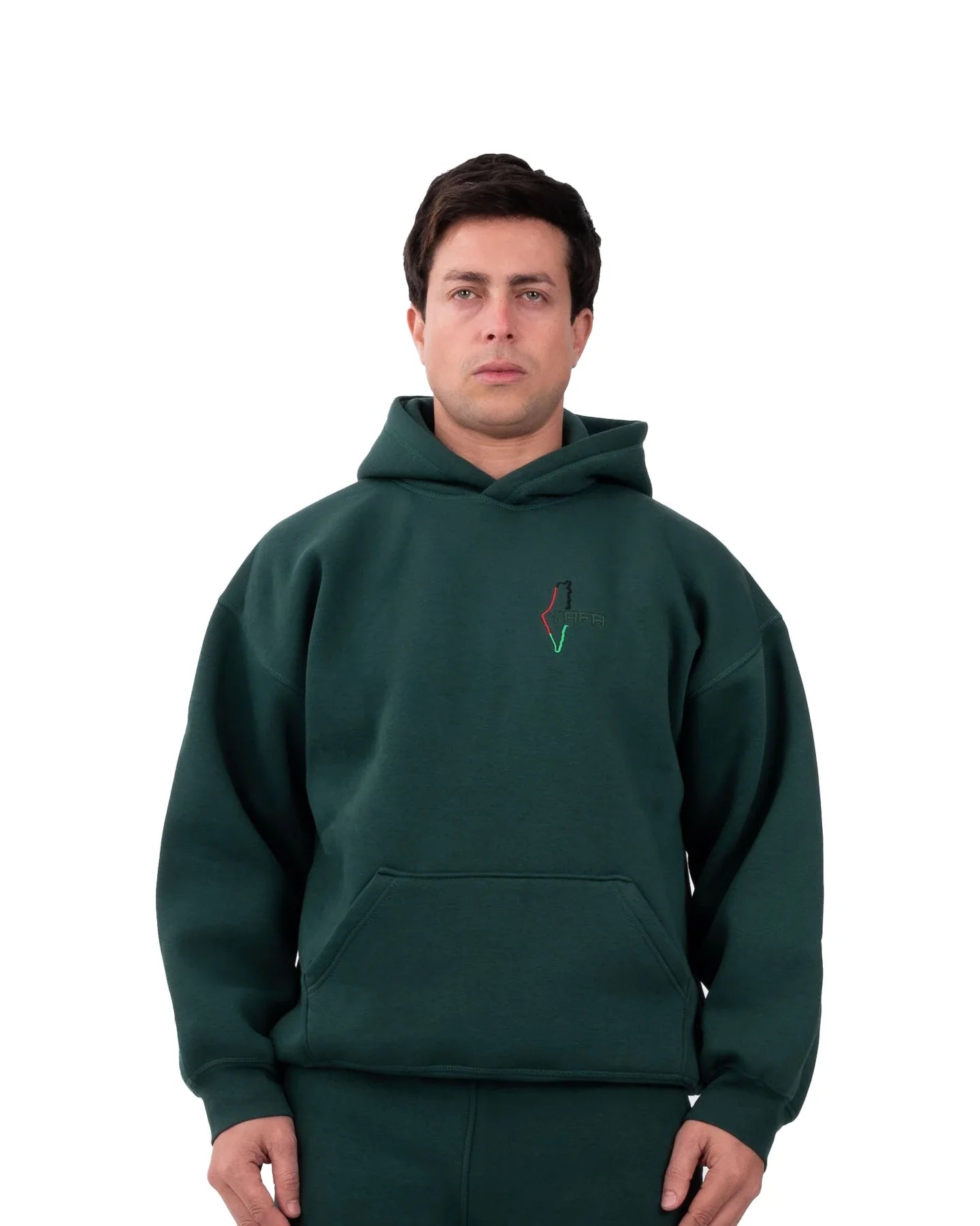 YAFA FOREST GREEN STITCHED HOODIE – RESPECT EXISTENCE EDITION