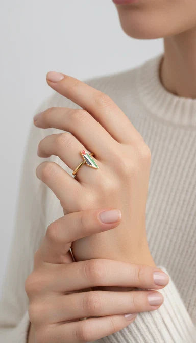 Bague avec drapeau palestinien - Quatre couleurs, un cœur, une fierté infinie