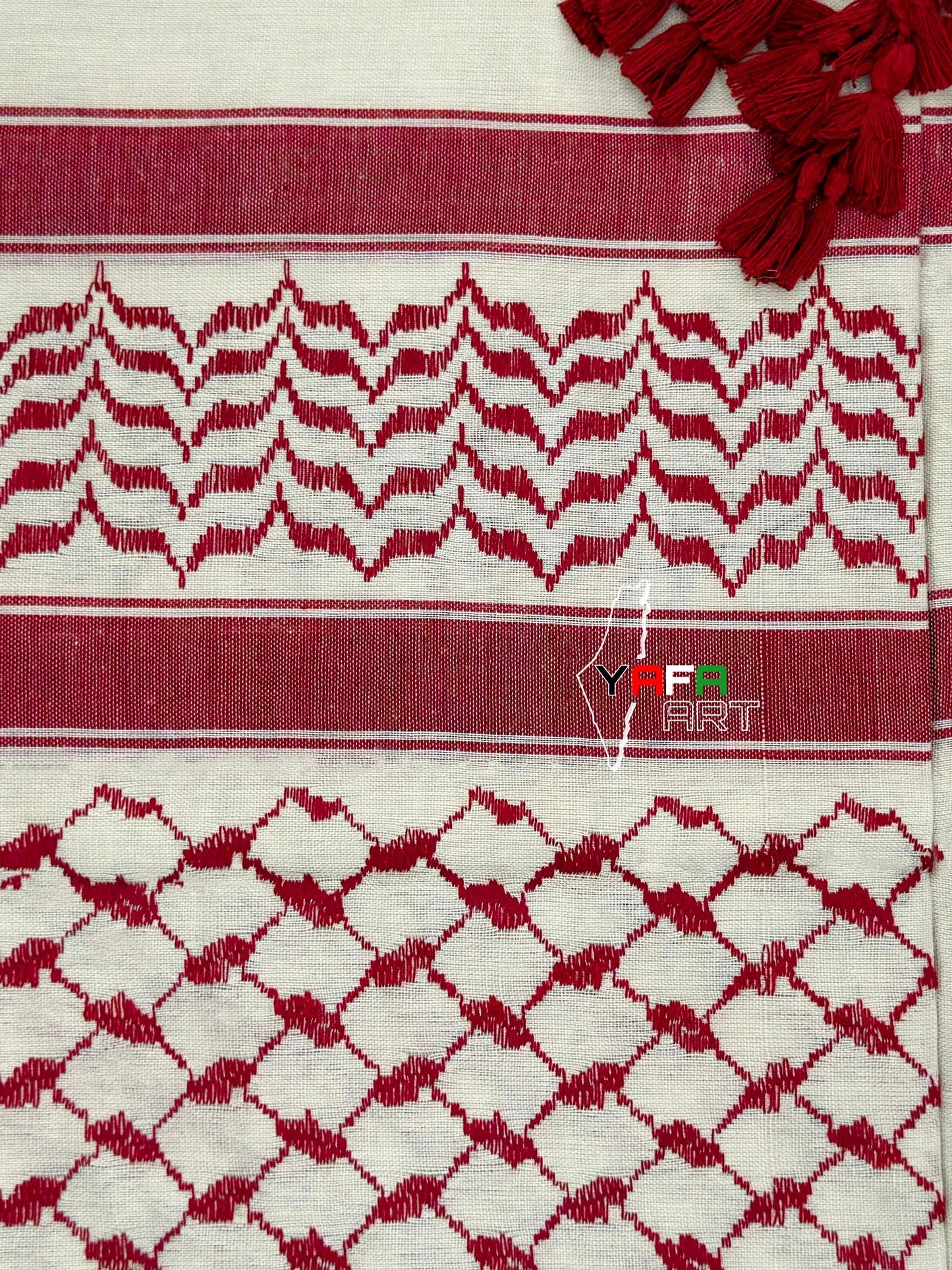 White X Dark Red Palestinian Kuffiyeh
