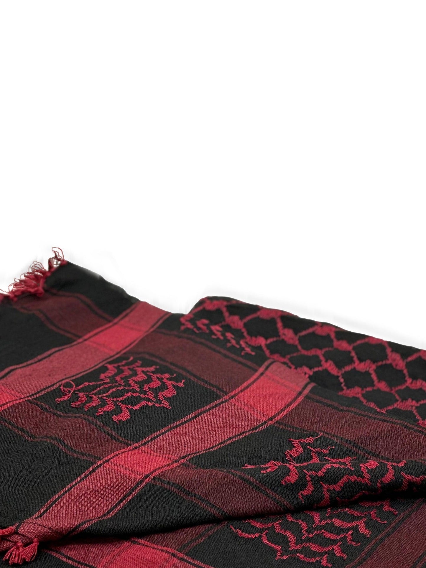 Kuffiyeh palestina en rojo oscuro y negro de YAFA ARTS
