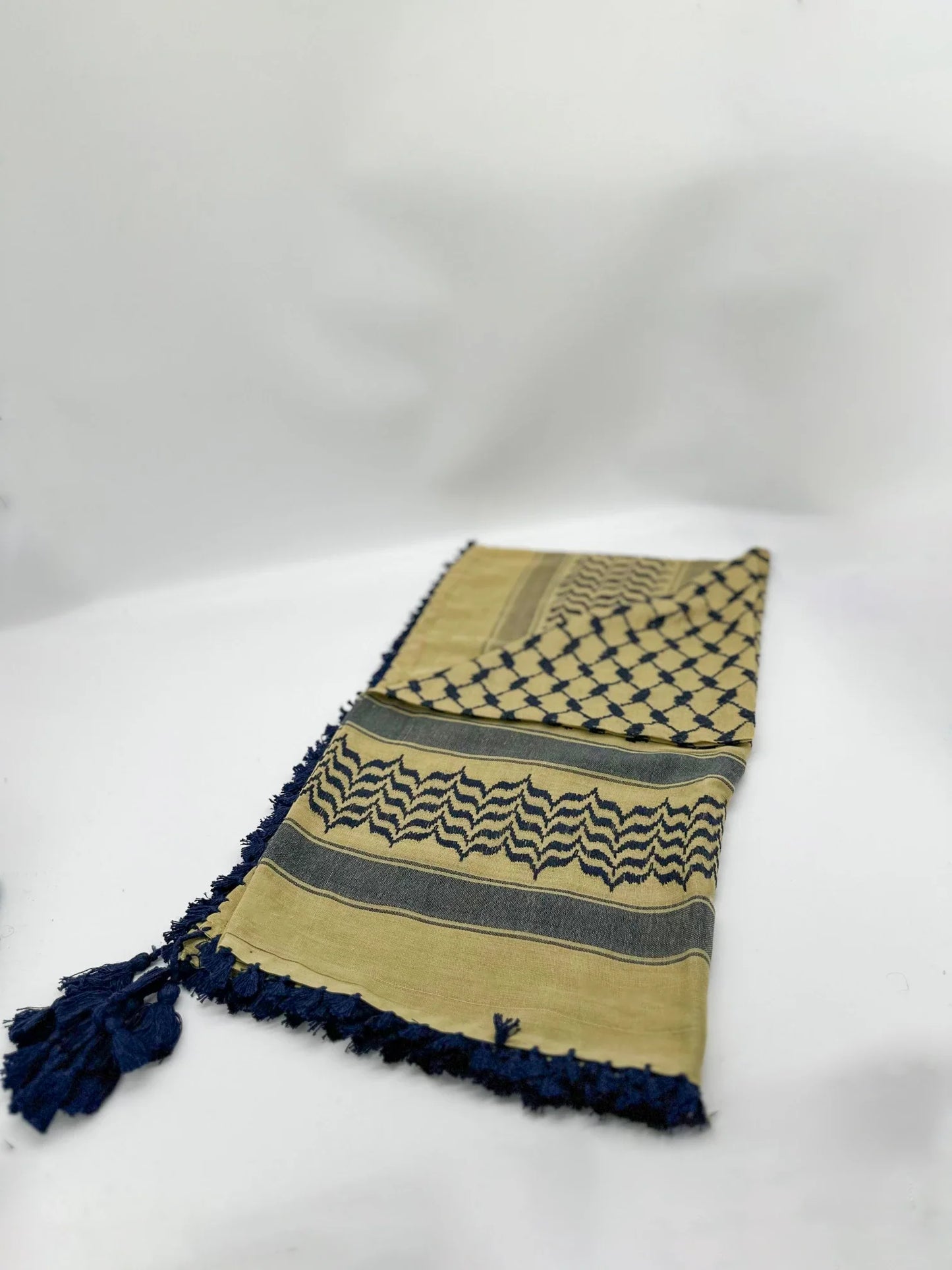 Sandy Yellow X Navy Blue Palestinian Kuffiyeh