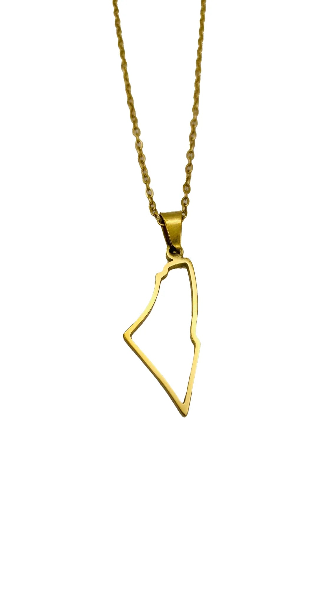 Collier contour de la carte de la Palestine - Argent et or