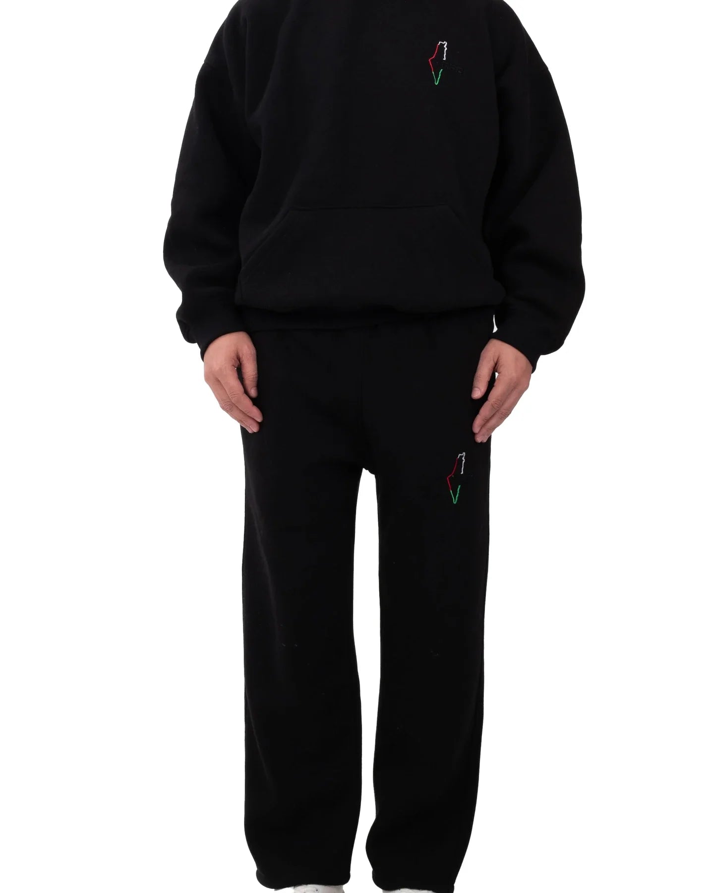 YAFA STITCHED MIDNIGHT BLACK SWEATPANTS – RESPECT EXISTENCE EDITION