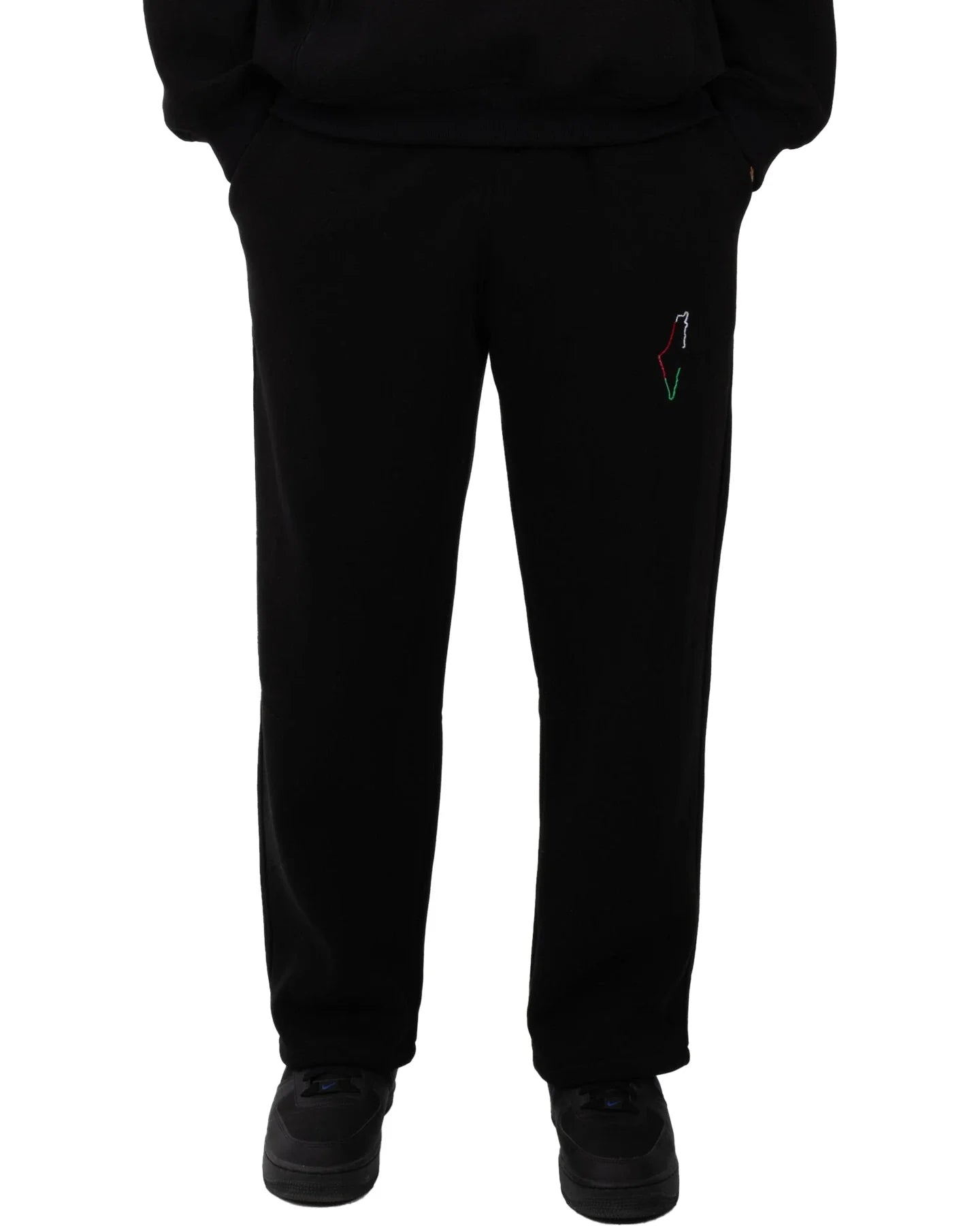 YAFA STITCHED MIDNIGHT BLACK SWEATPANTS – RESPECT EXISTENCE EDITION