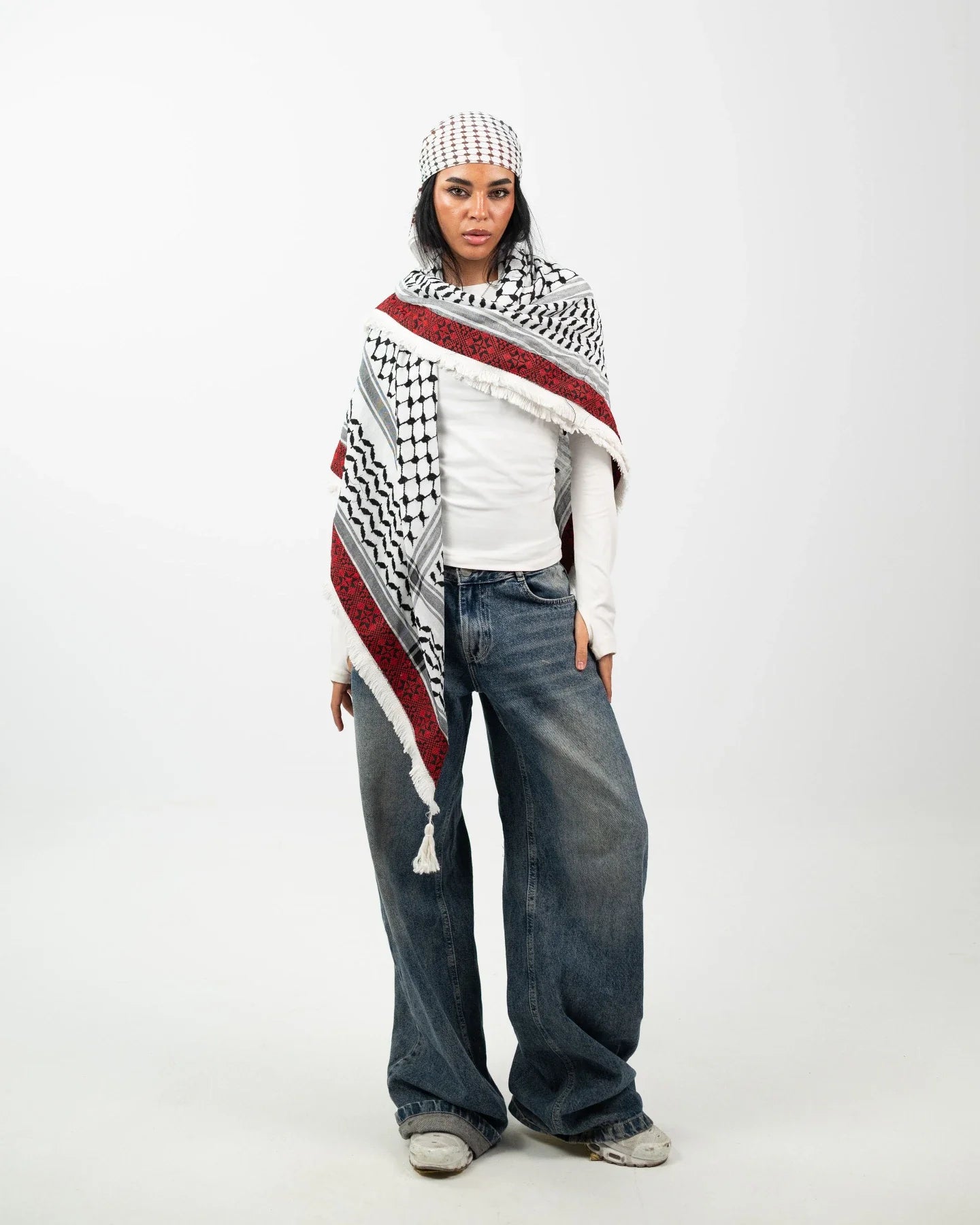 Embroidered Legacy – Gaza Red Palestinian Kuffiyeh