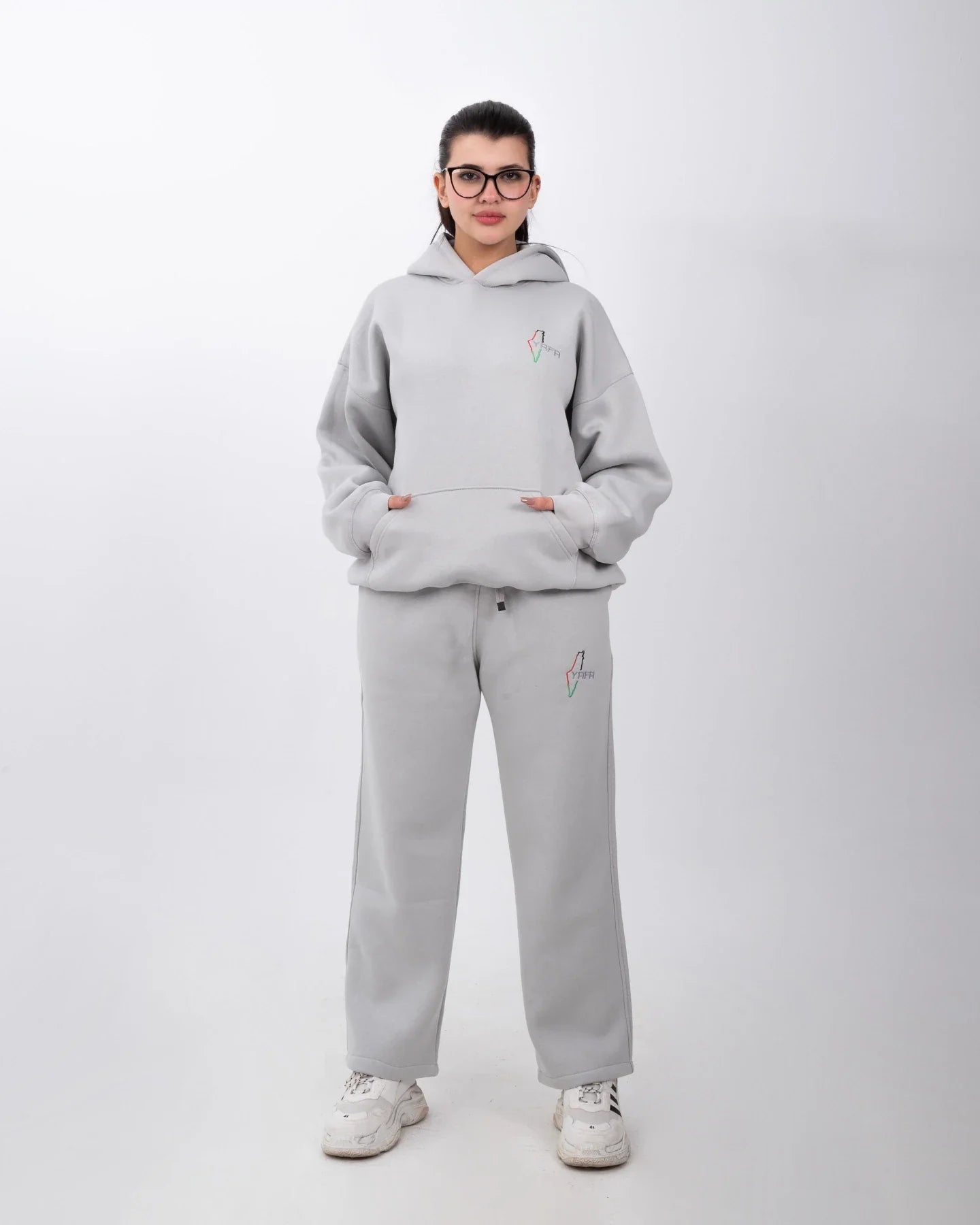 YAFA CLOUD GREY STITCHED SWEATPANTS – RESPECT EXISTENCE EDITION