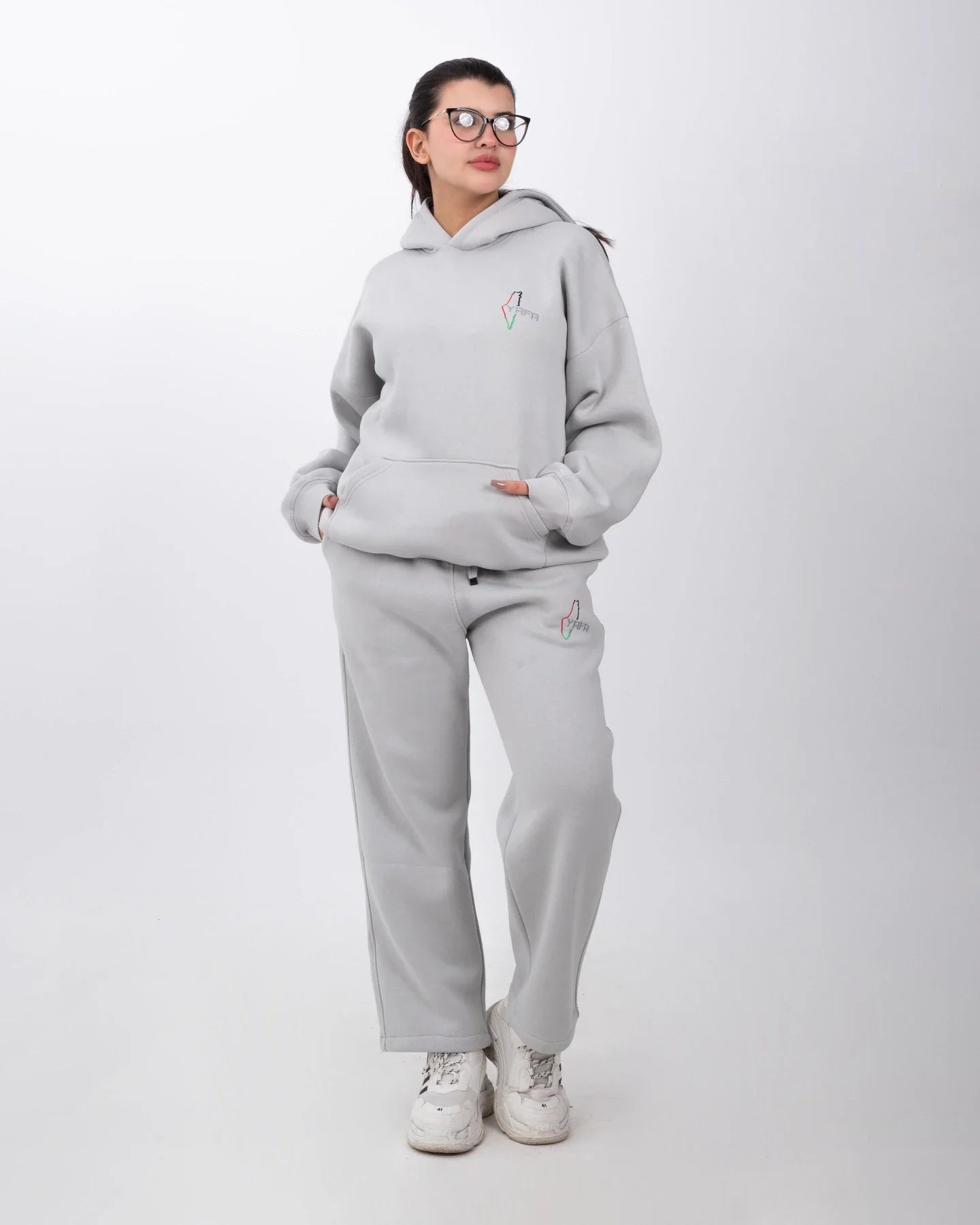 YAFA CLOUD GREY STITCHED SWEATPANTS – RESPECT EXISTENCE EDITION