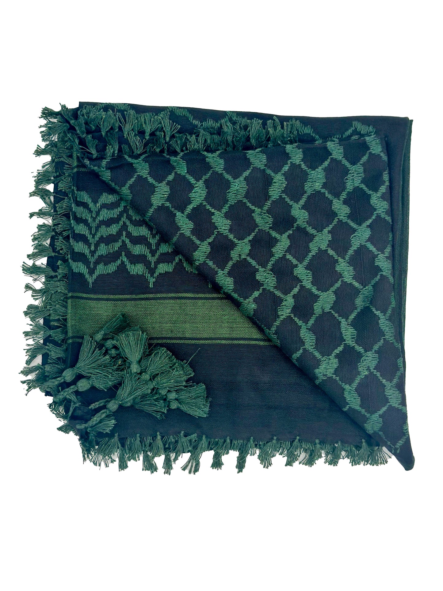 Verde oscuro x negro: Kuffiyeh palestina atemporal