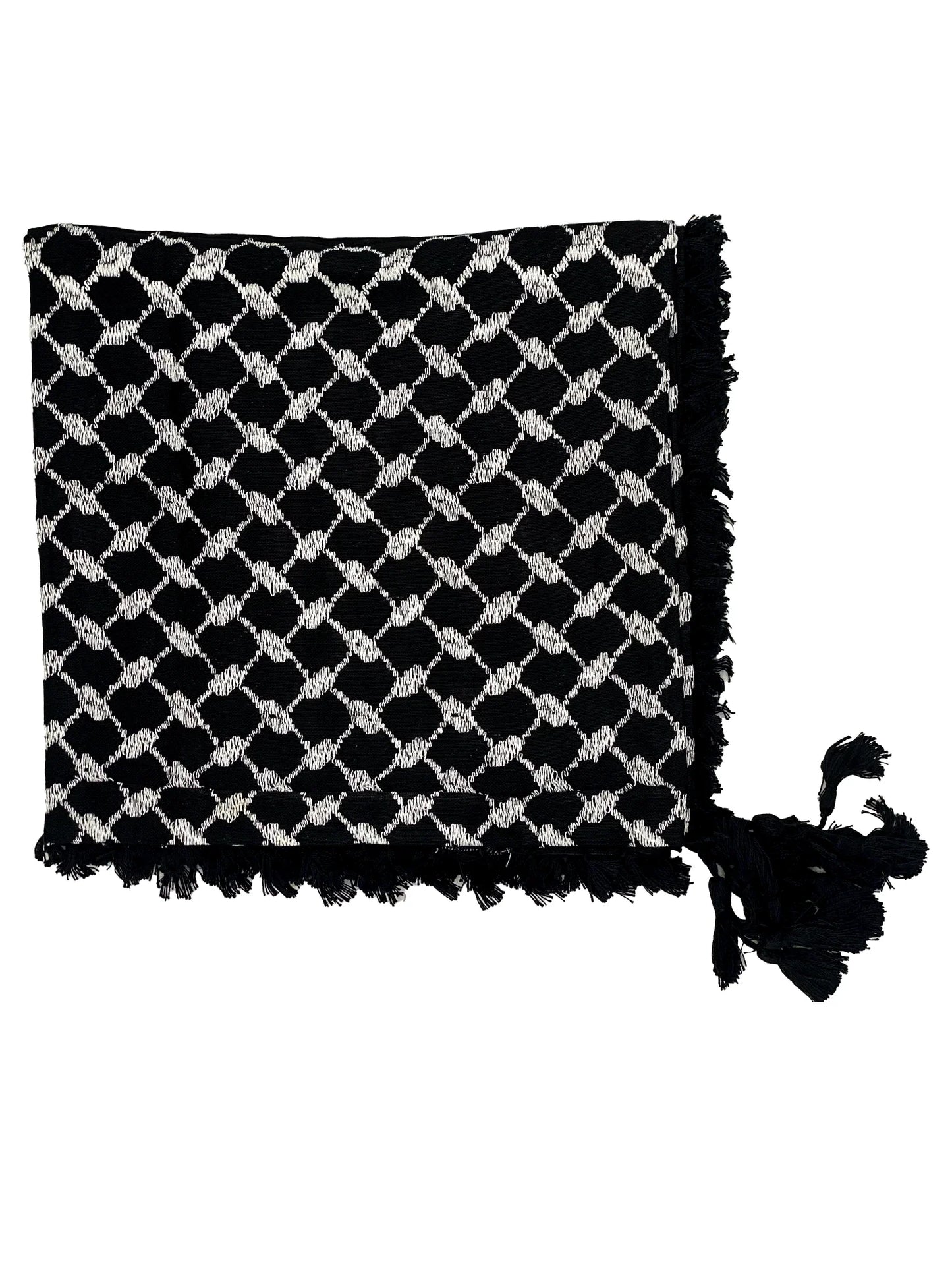 Kuffiyeh palestina auténtica de color blanco hielo y negro