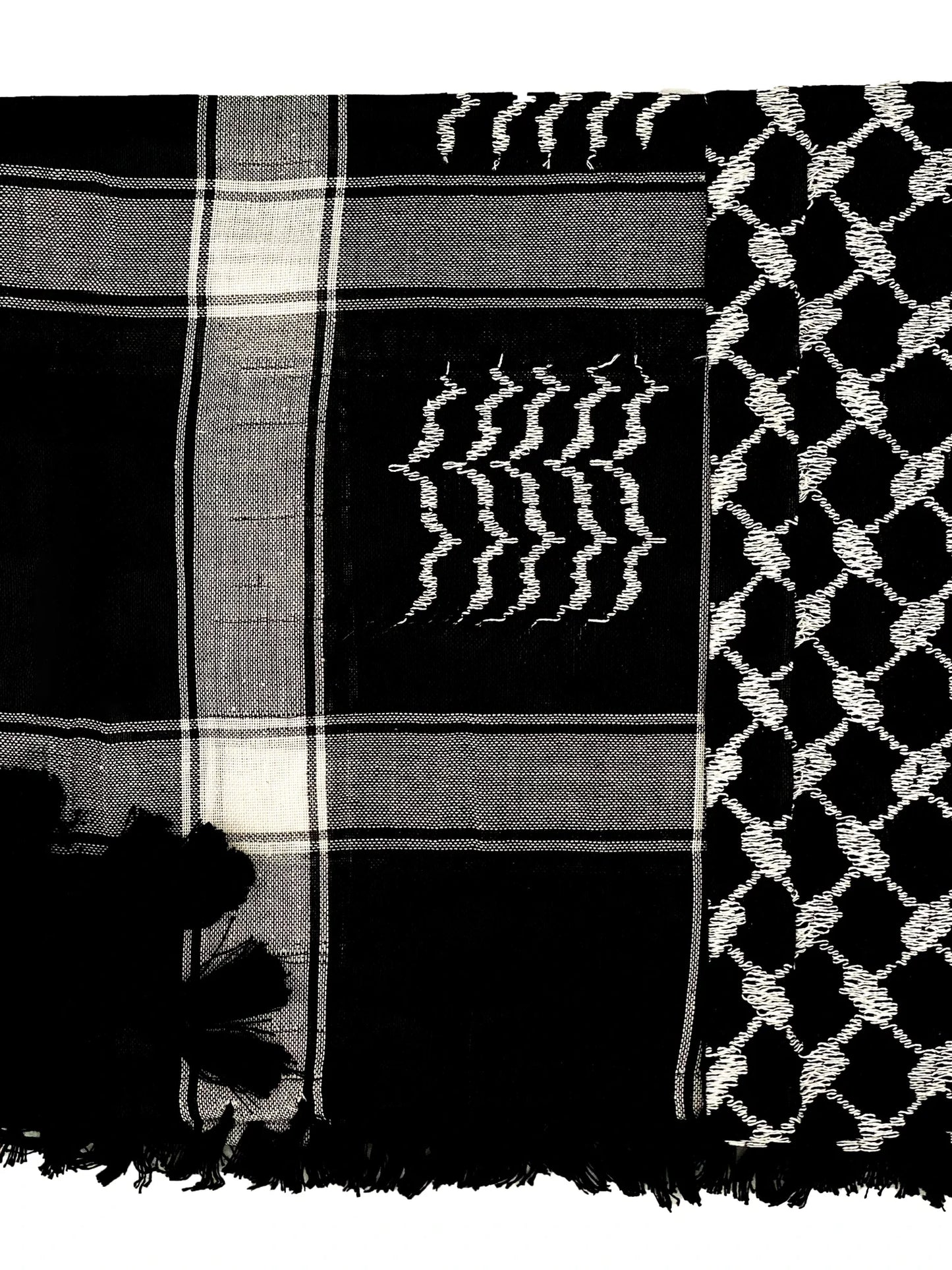 Kuffiyeh palestina auténtica de color blanco hielo y negro