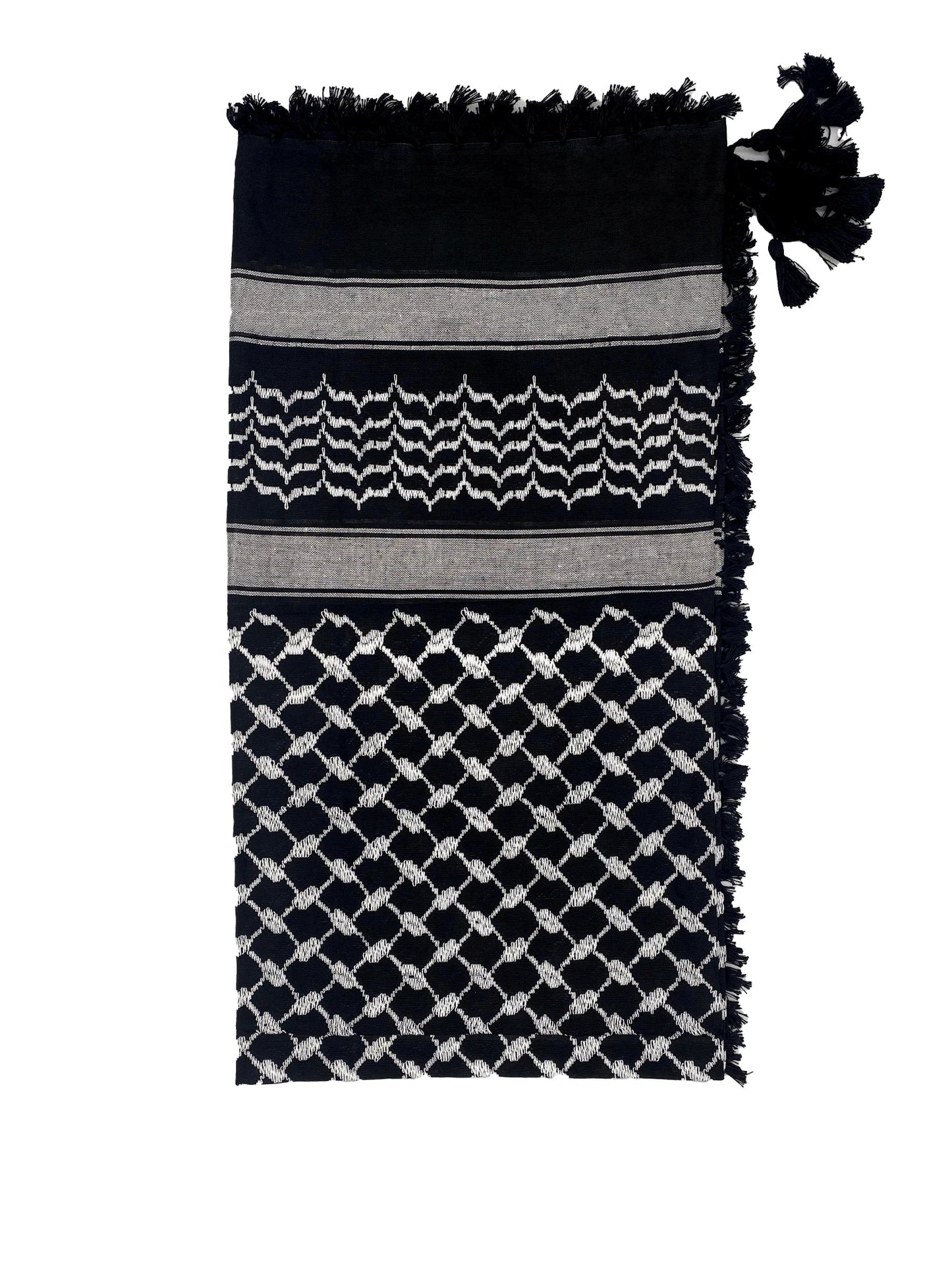 Kuffiyeh palestina auténtica de color blanco hielo y negro