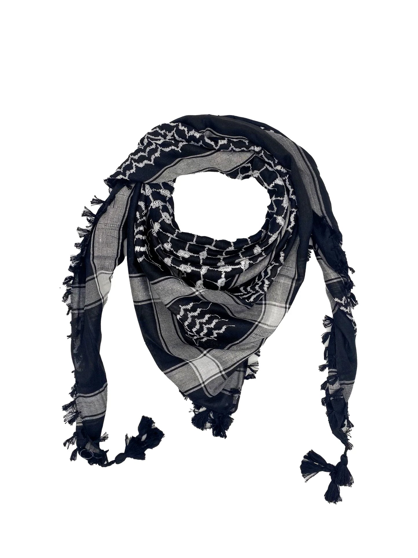 Kuffiyeh palestina auténtica de color blanco hielo y negro
