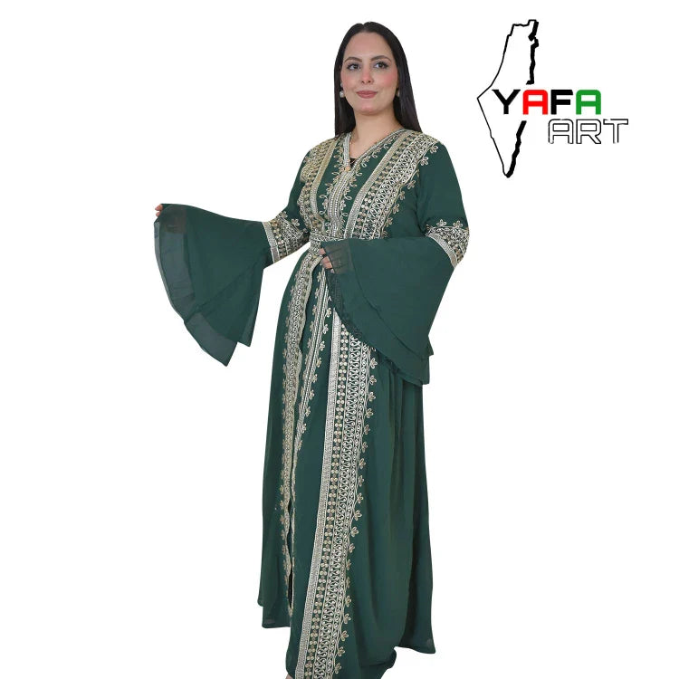 The Palestinian reception dress is made of chiffon