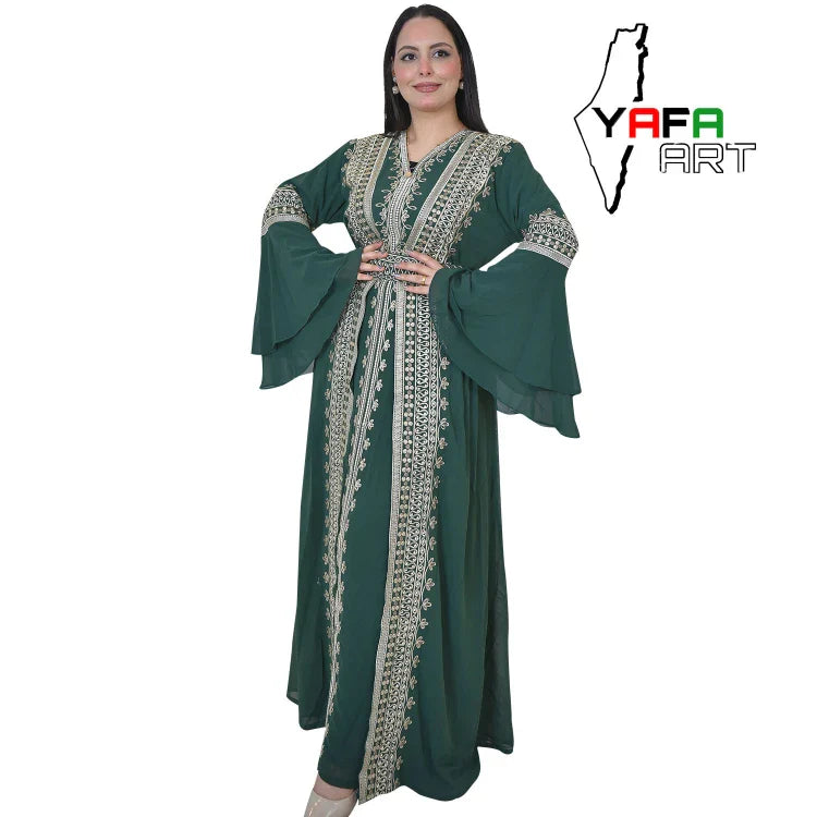 The Palestinian reception dress is made of chiffon