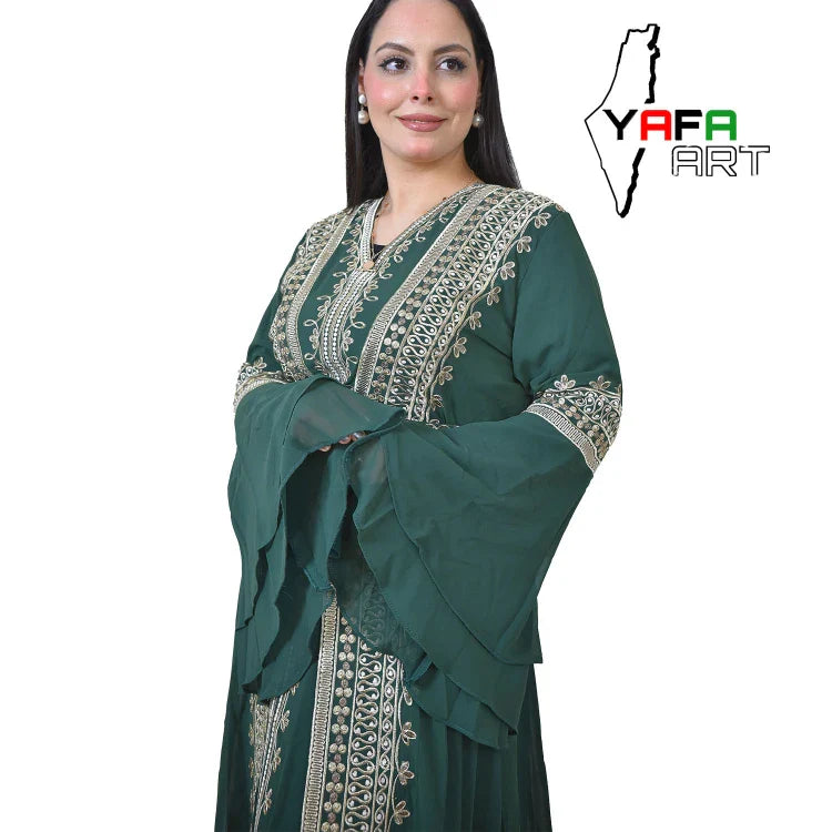 The Palestinian reception dress is made of chiffon