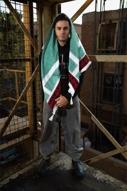 Premium Embroidered Kuffiyeh — Green Heritage Edition