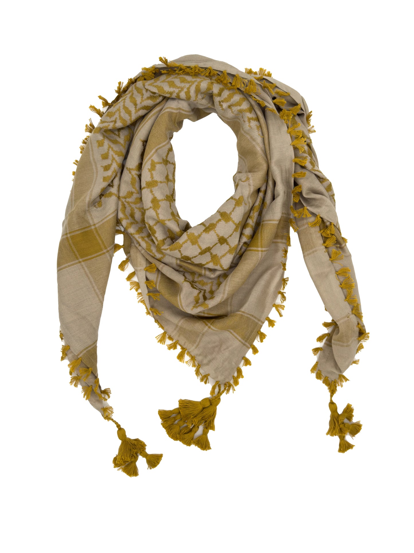 Kuffiyeh palestino beige y dorado