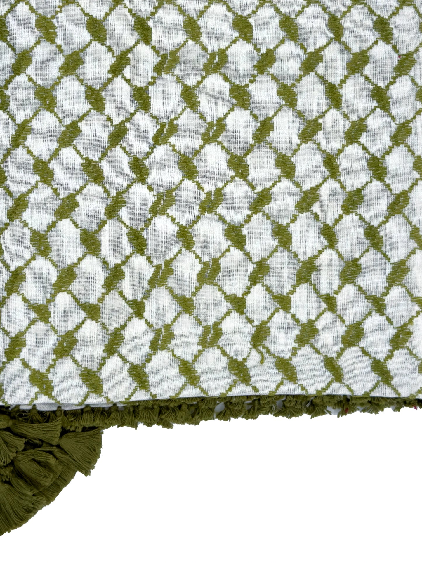 White & Olive Palestinian Kuffiyeh