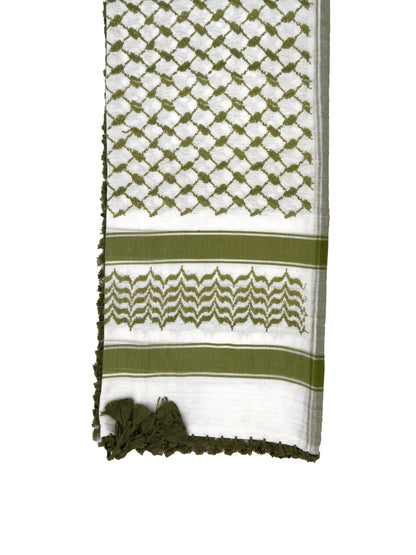 White & Olive Palestinian Kuffiyeh