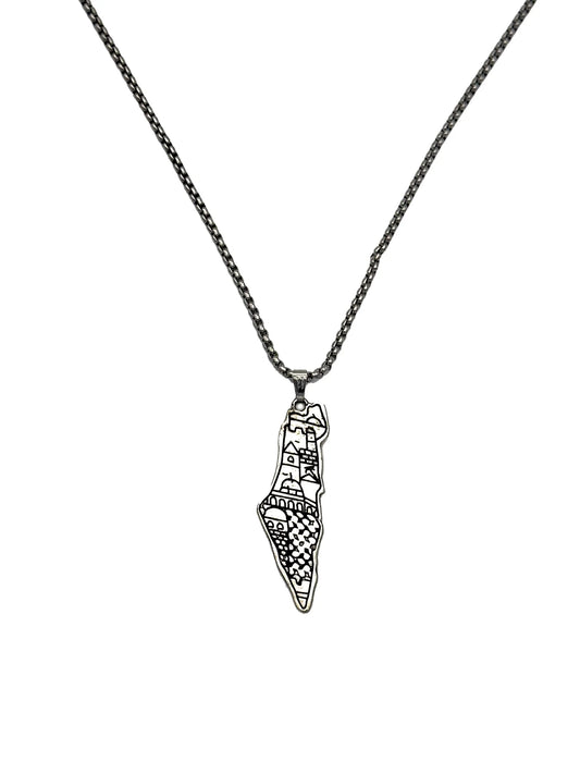 Land Etched in Memory – Palestine Map Necklace