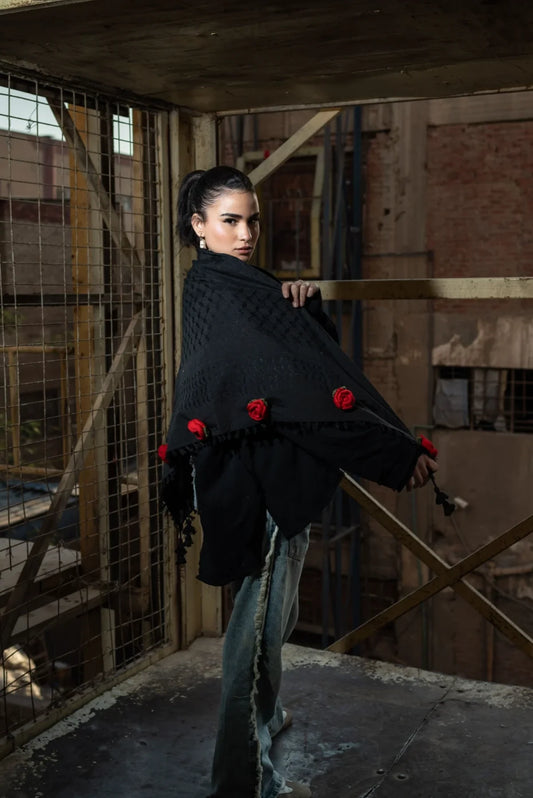 The Red Rose Kuffiyeh — Black Edition