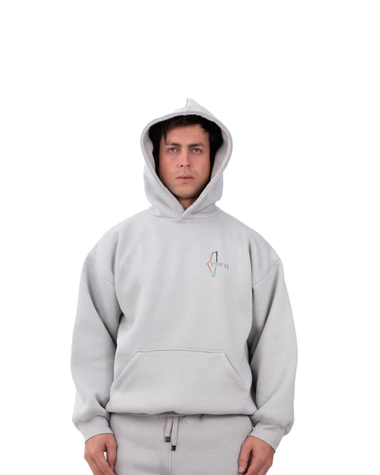 YAFA CLOUD GREY STITCHED HOODIE – RESPECT EXISTENCE EDITION