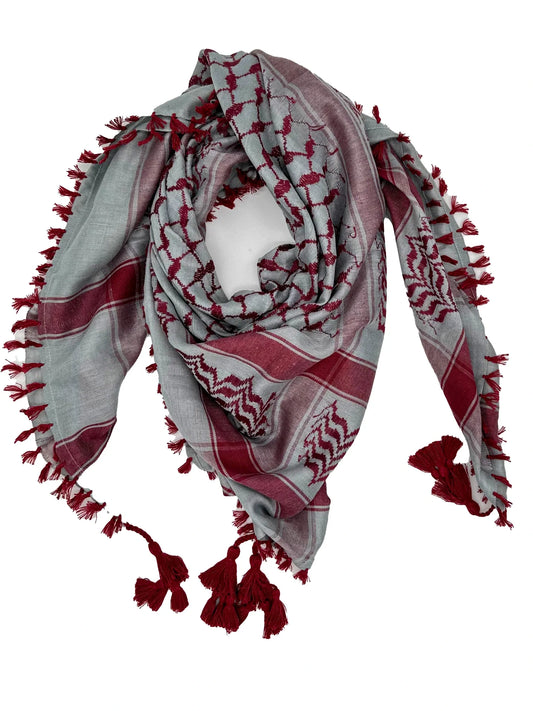Silver X Red: Luxury Palestinian Kuffiyeh