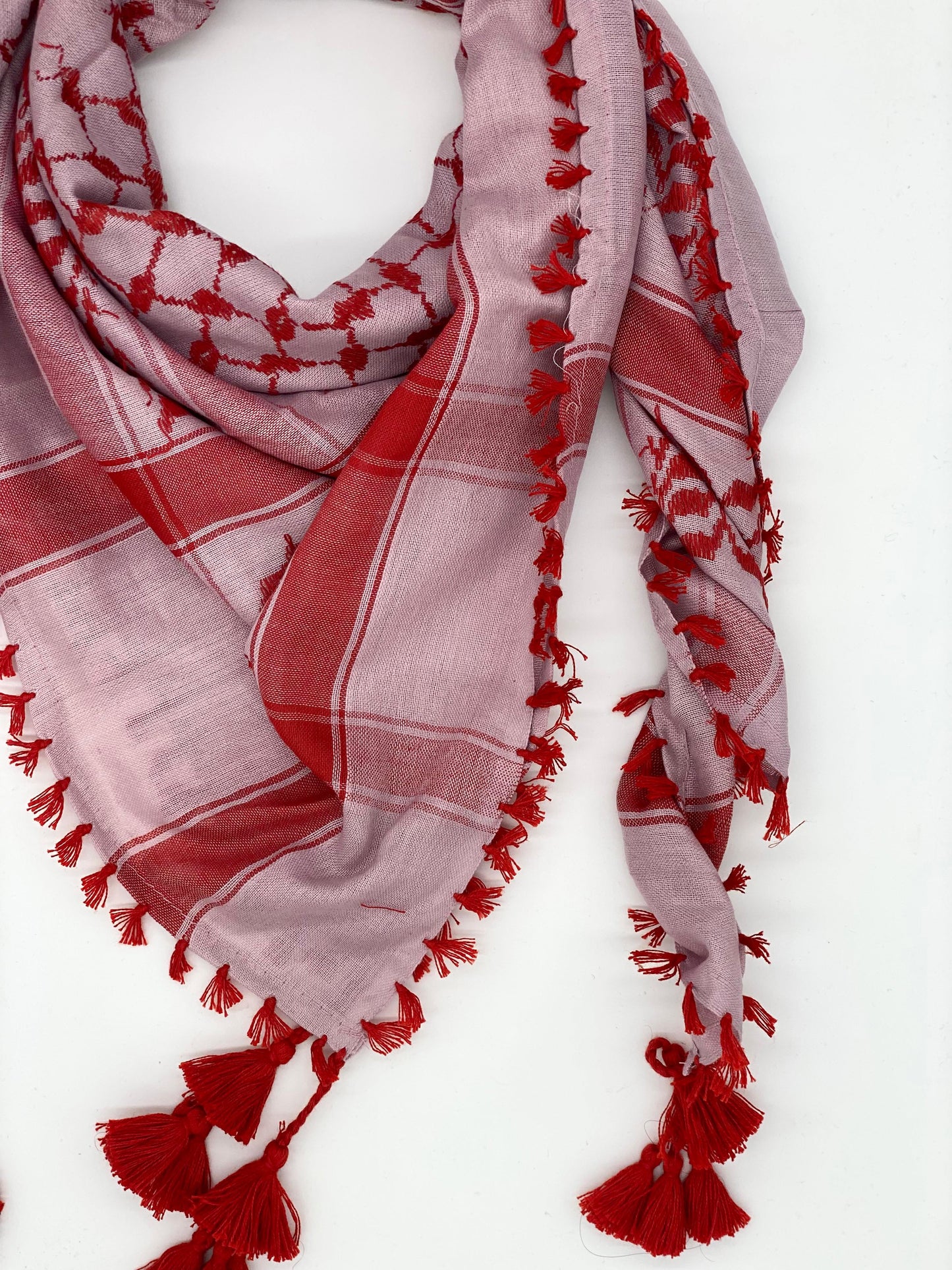 Soft Pink X Red Palestinian Kuffiyeh