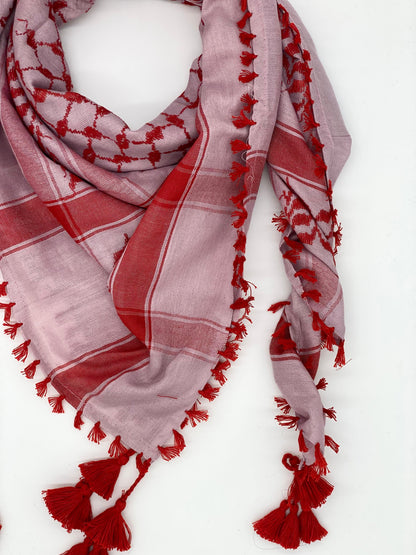 Soft Pink X Red Palestinian Kuffiyeh