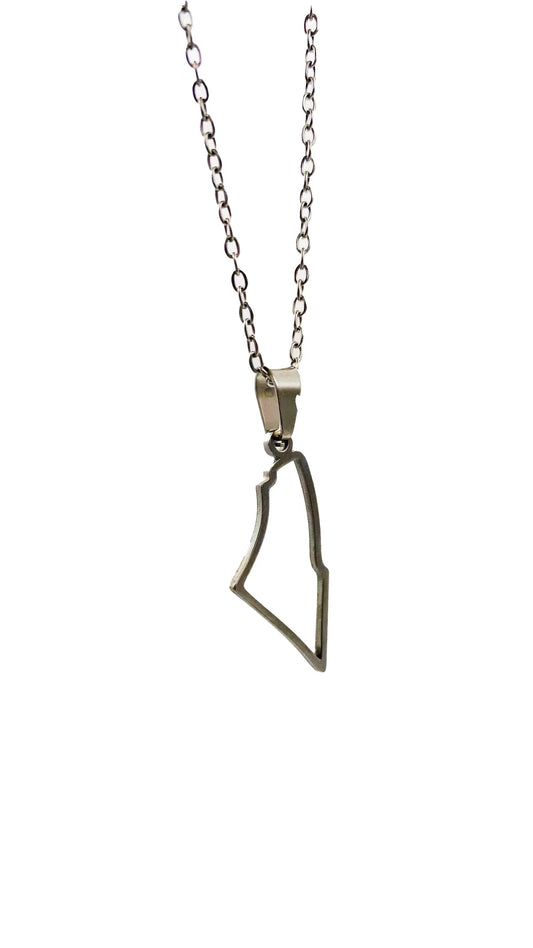 Collier contour de la carte de la Palestine - Argent et or