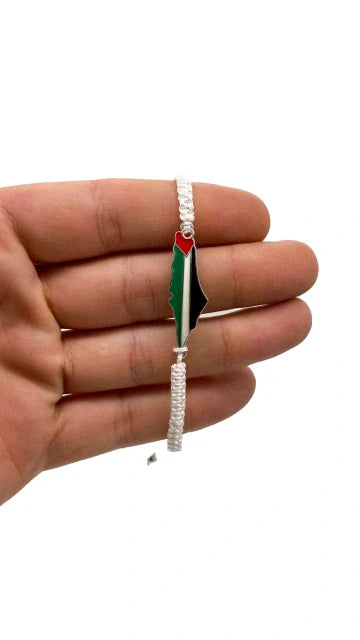 Palestine Map Bracelet — White Cord