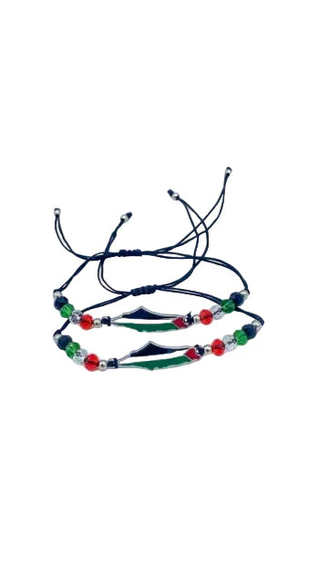 Palestine Map & Crystal Bead Bracelet