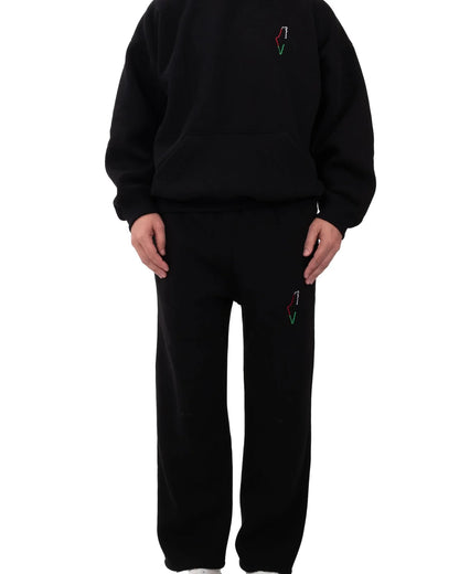 YAFA STITCHED MIDNIGHT BLACK SWEATPANTS – RESPECT EXISTENCE EDITION