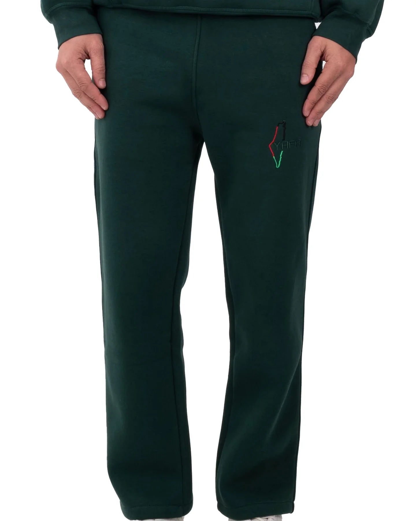 YAFA FOREST GREEN STITCHED SWEATPANTS – RESPECT EXISTENCE EDITION