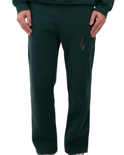 YAFA FOREST GREEN STITCHED SWEATPANTS – RESPECT EXISTENCE EDITION