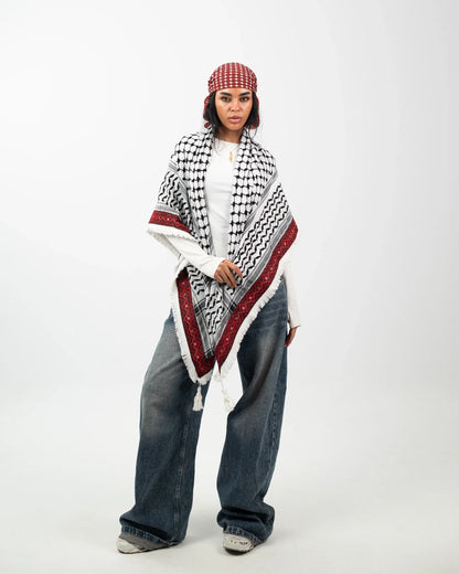 Embroidered Legacy – Red Rose kuffeyah