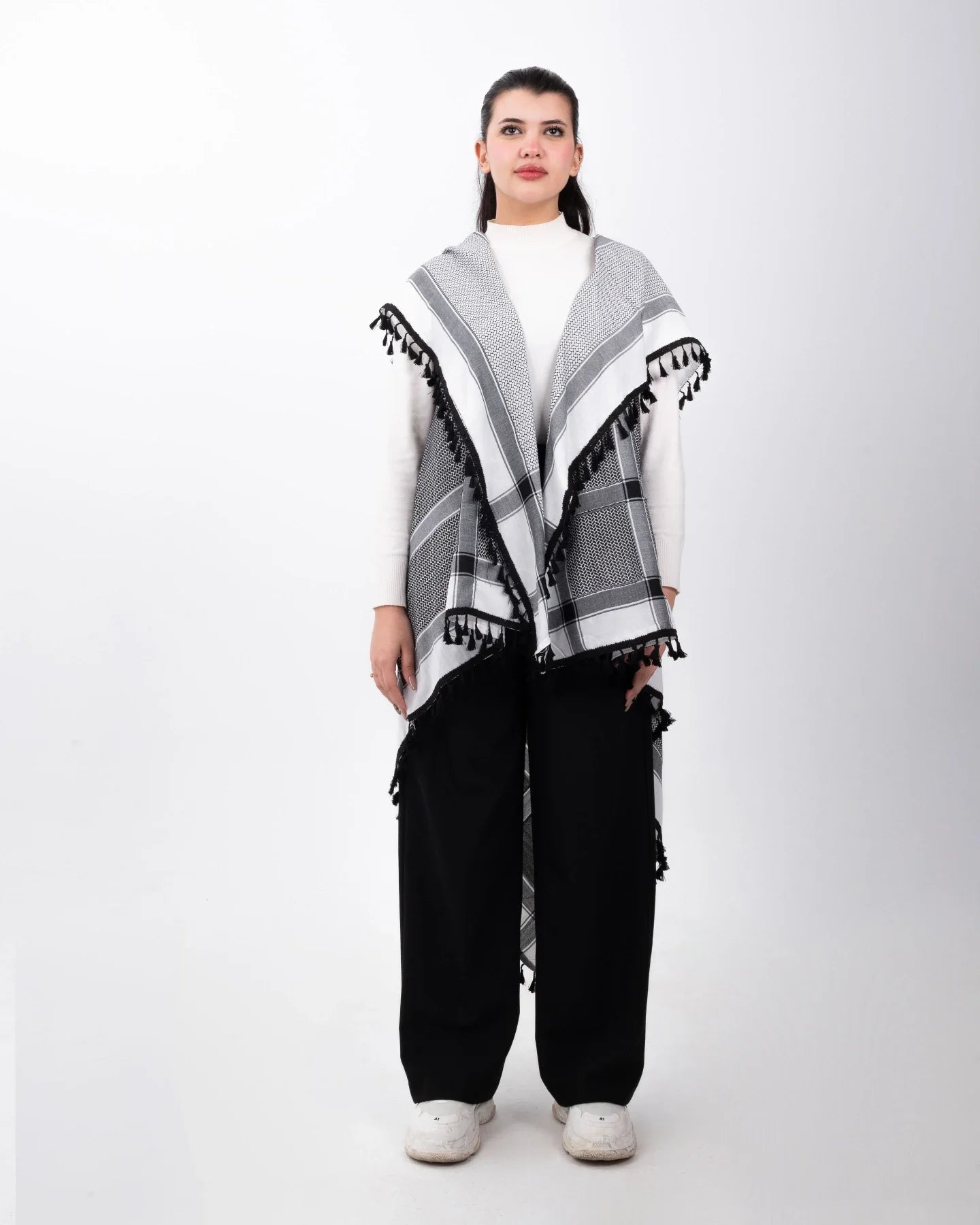 Gilet Kufiyah original cousu noir et blanc