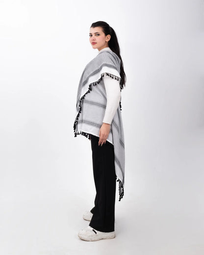 Chaleco Kufiyah original con costuras en negro y plata oscura