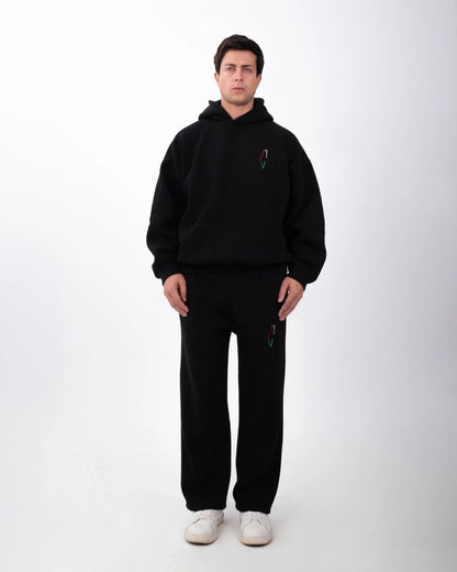 YAFA STITCHED MIDNIGHT BLACK SWEATPANTS – RESPECT EXISTENCE EDITION