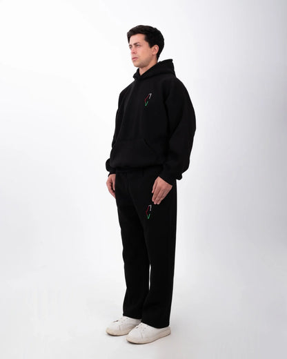 YAFA STITCHED MIDNIGHT BLACK SWEATPANTS – RESPECT EXISTENCE EDITION