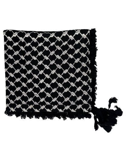Kuffiyeh palestina auténtica de color blanco hielo y negro