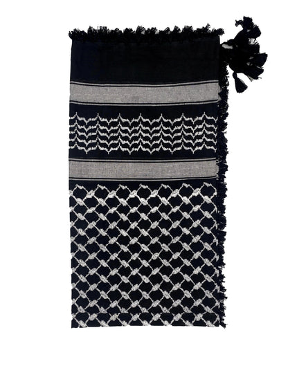 Kuffiyeh palestina auténtica de color blanco hielo y negro