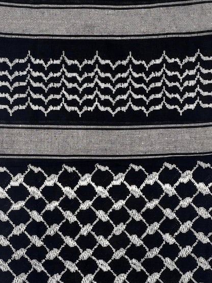 Kuffiyeh palestina auténtica de color blanco hielo y negro
