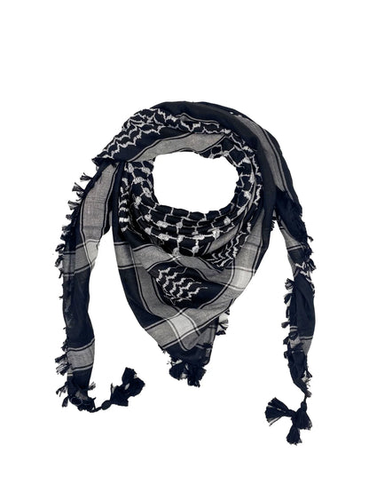 Kuffiyeh palestina auténtica de color blanco hielo y negro