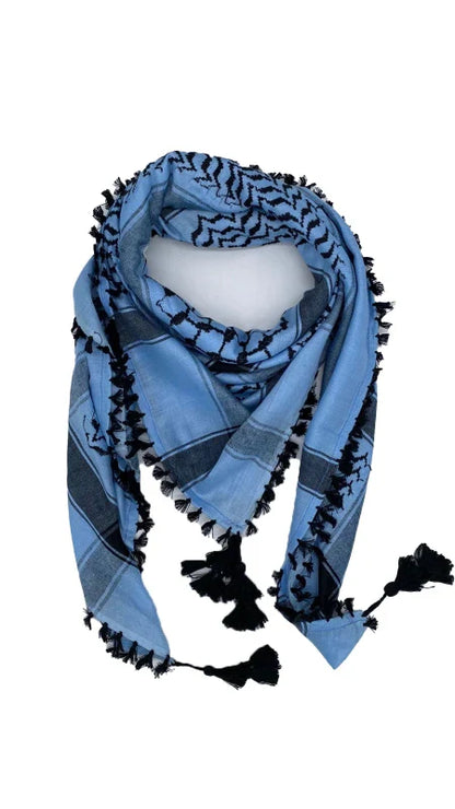 Soft Blue X Black Palestinian Keffiyeh